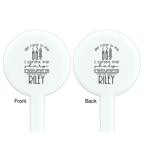 Dental Hygienist White Plastic 7" Stir Stick - Double Sided - Round - Front & Back