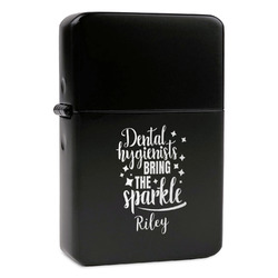 Dental Hygienist Windproof Lighter - Black - Double Sided & Lid Engraved (Personalized)