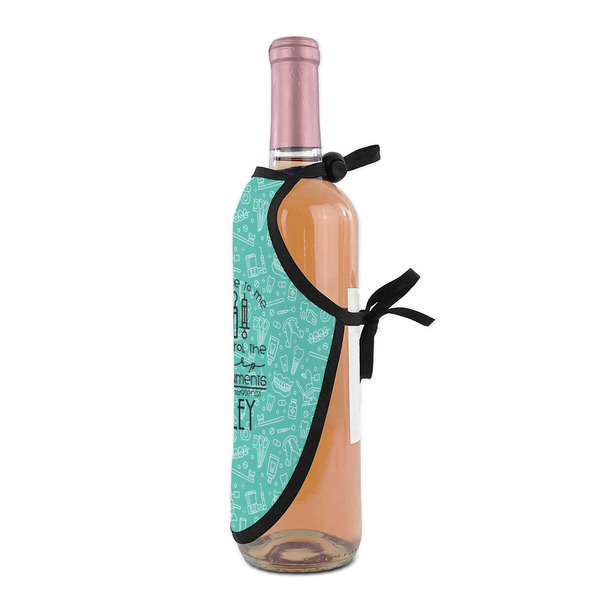Dental Hygienist Wine Bottle Apron - DETAIL WITH CLIP ON NECK