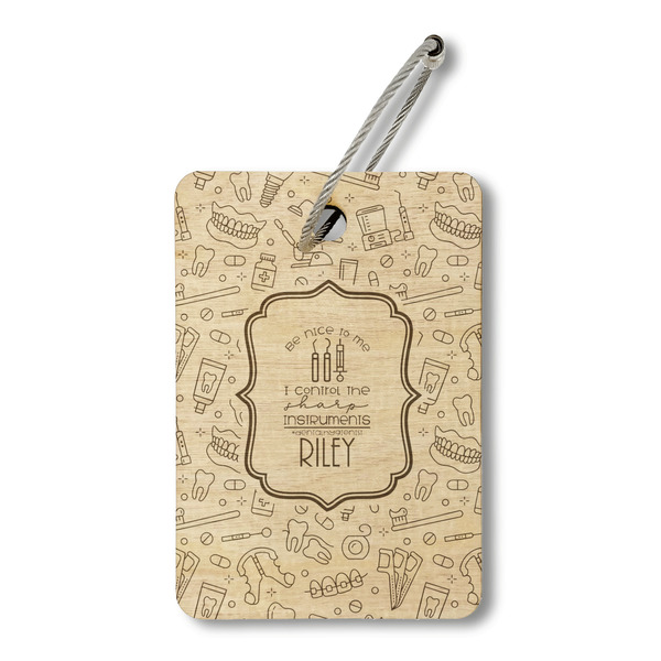 Custom Dental Hygienist Wood Luggage Tag - Rectangle (Personalized)