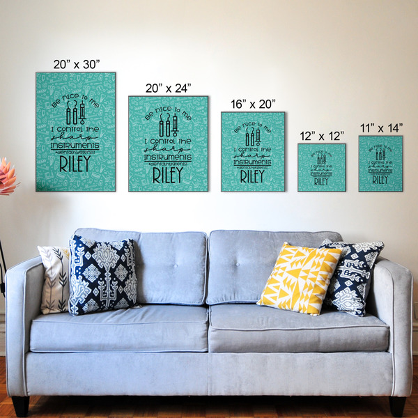 Dental Hygienist Wood Prints - Size Comparison
