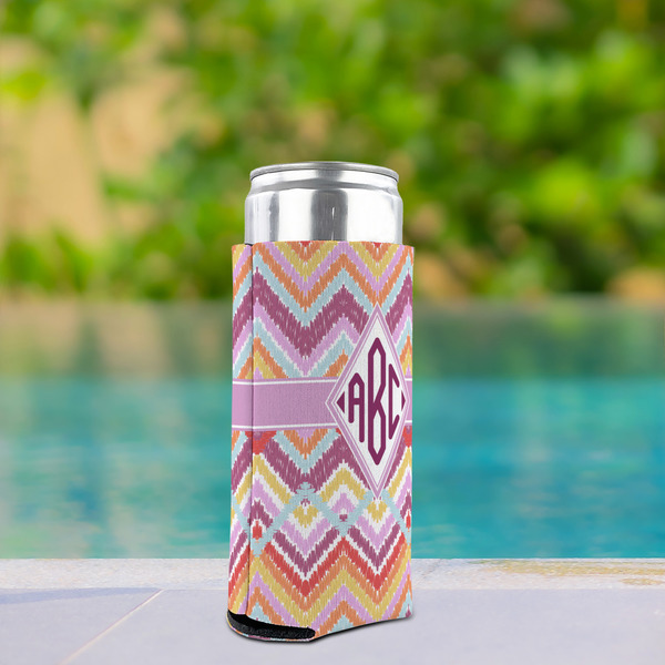 Ikat Chevron Can Cooler - Tall 12oz - In Context