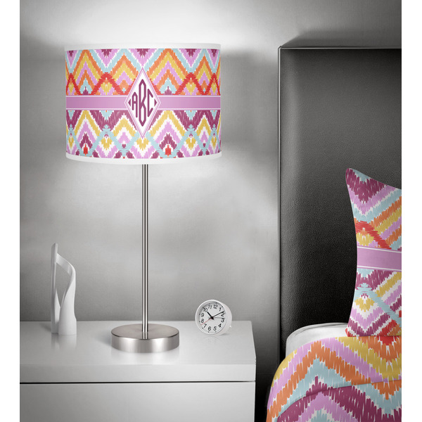 Ikat Chevron 13 inch drum lamp shade - in room
