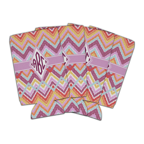 Custom Ikat Chevron Can Cooler (16 oz) - Set of 4 (Personalized)