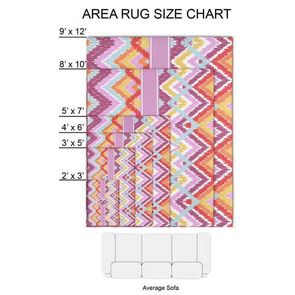 Ikat Chevron 2'x3' Indoor Area Rugs - Size Chart