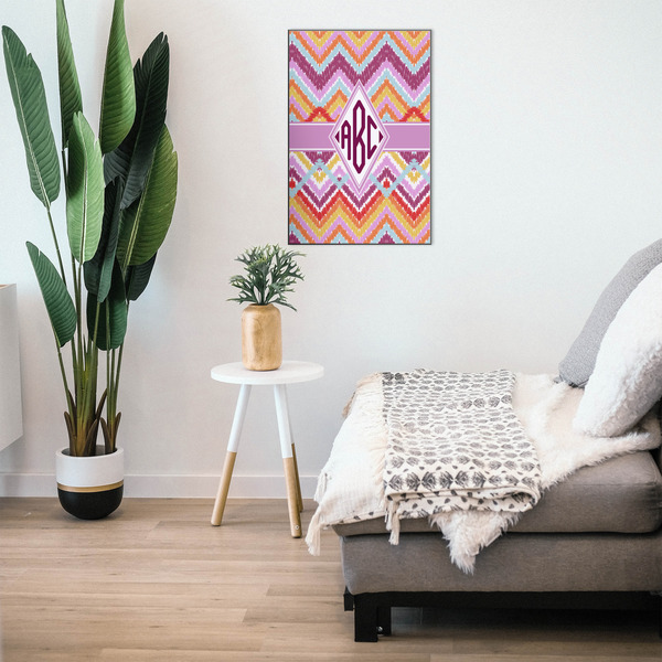Ikat Chevron 20x30 Wood Print - In Context