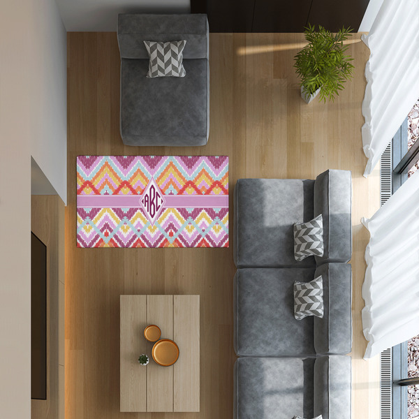 Ikat Chevron 3'x5' Indoor Area Rugs - IN CONTEXT