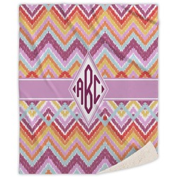 Ikat Chevron Sherpa Throw Blanket (Personalized)