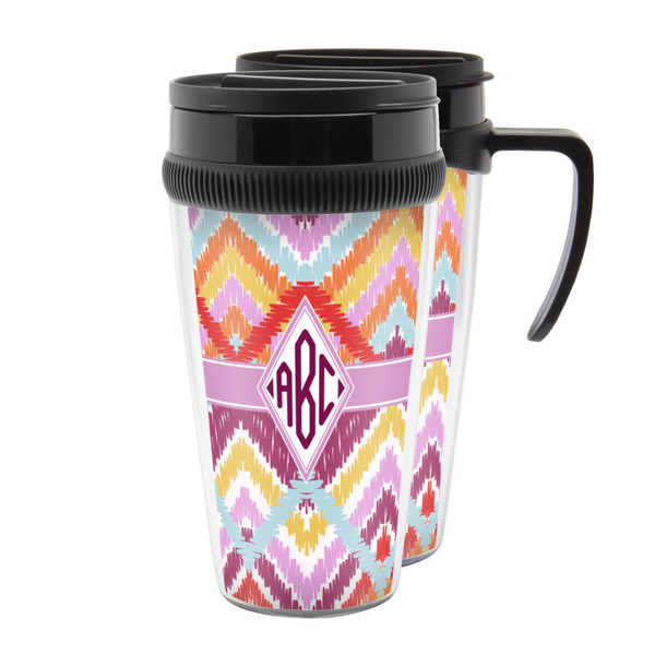 Custom Ikat Chevron Acrylic Travel Mug (Personalized)
