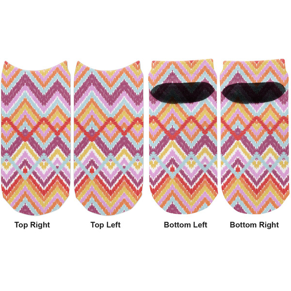 Ikat Chevron Adult Ankle Socks - Double Pair - Front and Back - Apvl