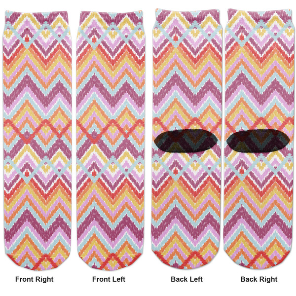 Ikat Chevron Adult Crew Socks - Double Pair - Front and Back - Apvl