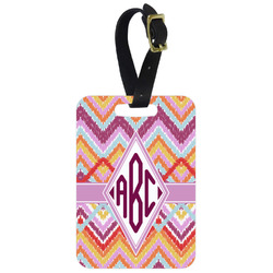 Ikat Chevron Metal Luggage Tag w/ Monogram