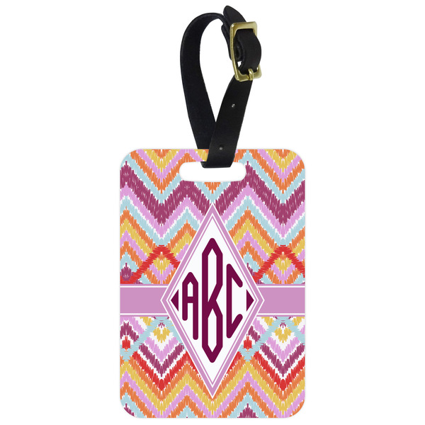 Custom Ikat Chevron Metal Luggage Tag w/ Monogram