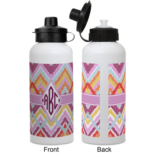 Ikat Chevron Aluminum Water Bottle - White APPROVAL