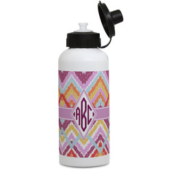 Ikat Chevron Water Bottles - Aluminum - 20 oz - White (Personalized)