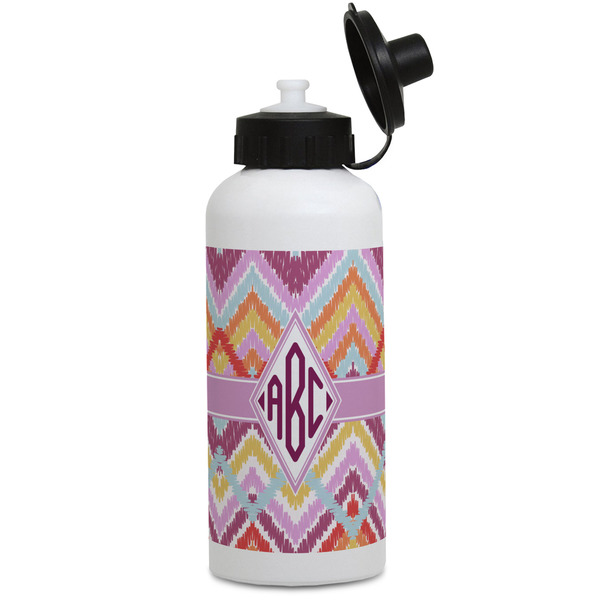 Custom Ikat Chevron Water Bottles - Aluminum - 20 oz - White (Personalized)