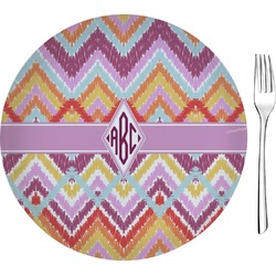 Ikat Chevron 8" Glass Appetizer / Dessert Plates - Single or Set (Personalized)