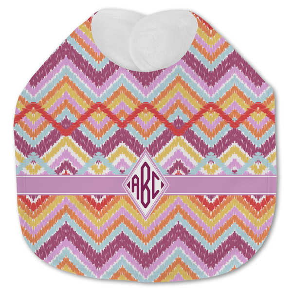 Custom Ikat Chevron Jersey Knit Baby Bib w/ Monogram