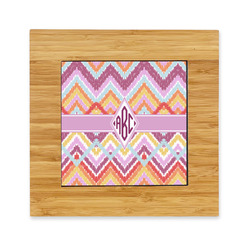 Ikat Chevron Bamboo Trivet with Ceramic Tile Insert (Personalized)
