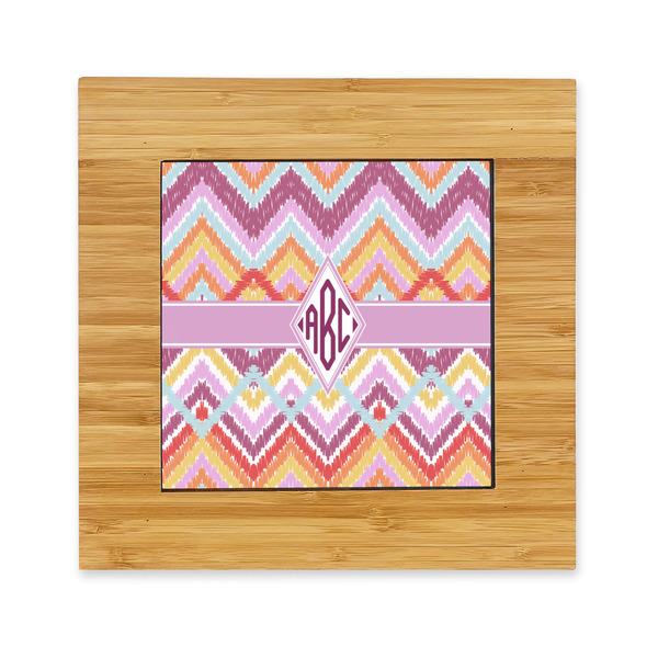 Custom Ikat Chevron Bamboo Trivet with Ceramic Tile Insert (Personalized)
