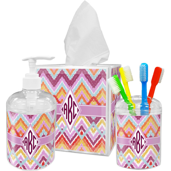 Ikat Chevron Bathroom Accessories Set (Personalized)