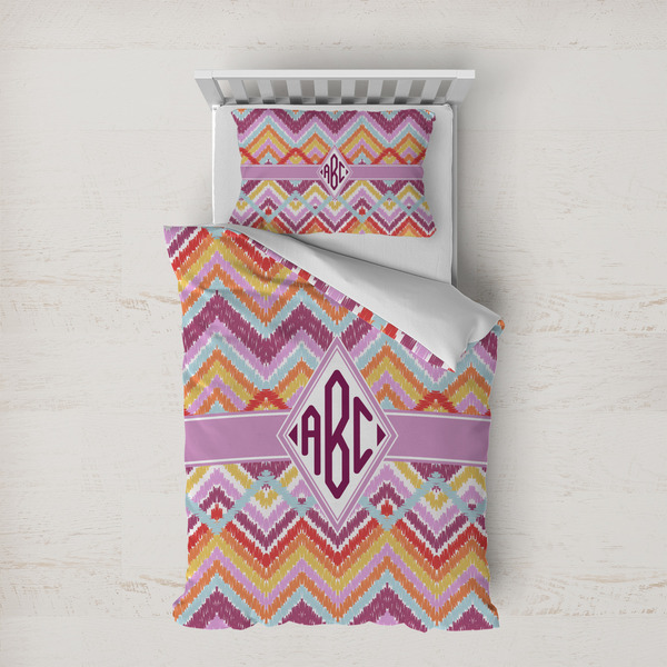 Custom Ikat Chevron Duvet Cover Set - Twin XL (Personalized)