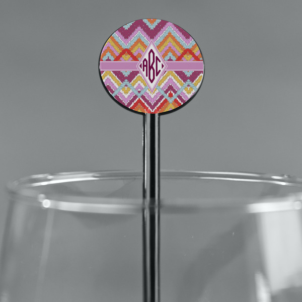 Ikat Chevron Black Plastic 5.5" Stir Stick - Round - Main