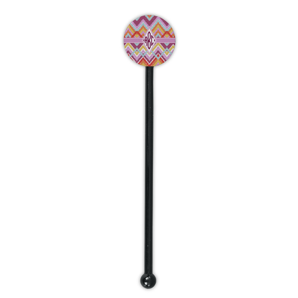 Ikat Chevron Black Plastic 5.5" Stir Stick - Round - Single Stick