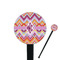 Ikat Chevron 7" Round Plastic Stir Sticks - Black - Double Sided (Personalized)