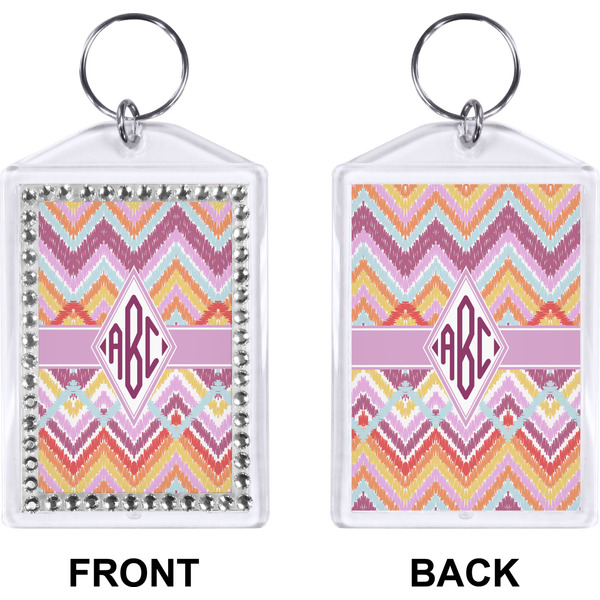 Ikat Chevron Bling Keychain (Front + Back)