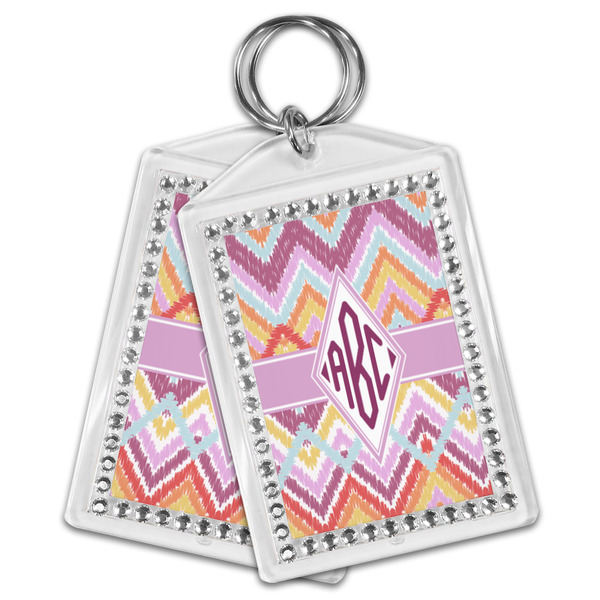 Ikat Chevron Bling Keychain - MAIN