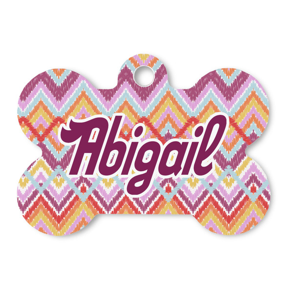 Custom Ikat Chevron Bone Shaped Dog ID Tag (Personalized)
