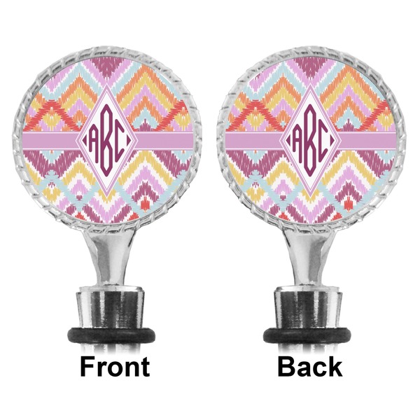 Ikat Chevron Bottle Stopper - Front and Back