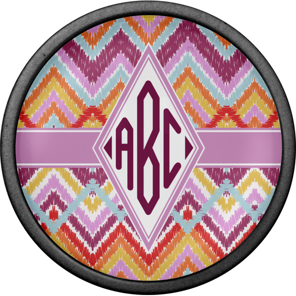 Ikat Chevron Cabinet Knob - Black - Front