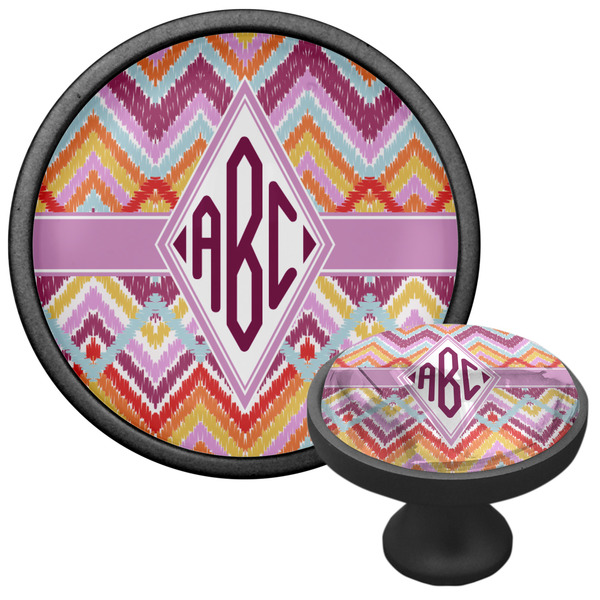 Ikat Chevron Cabinet Knob - Black - Multi Angle