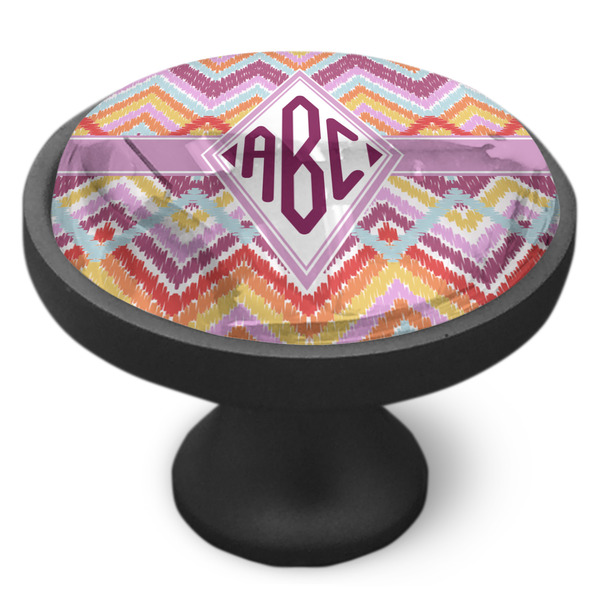 Ikat Chevron Cabinet Knob - Black - Side