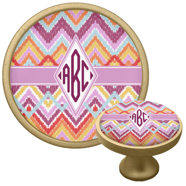 Ikat Chevron Cabinet Knob - Gold - Multi Angle