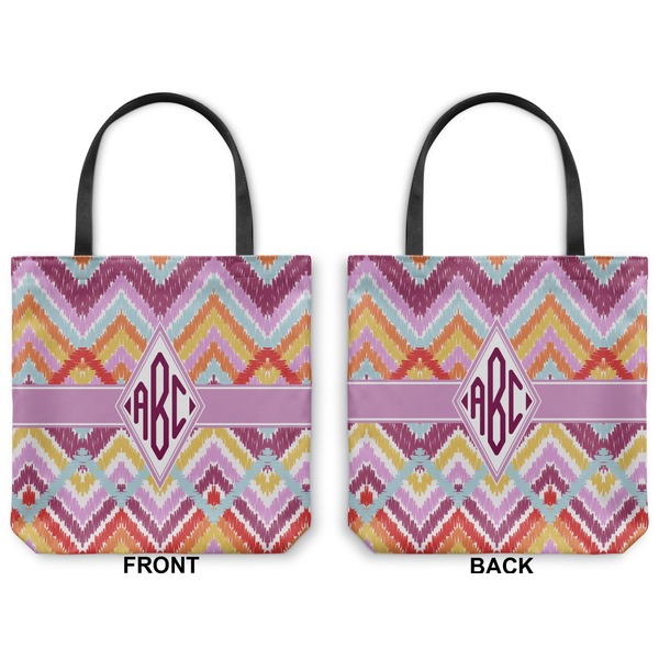 Ikat Chevron Canvas Tote - Front and Back