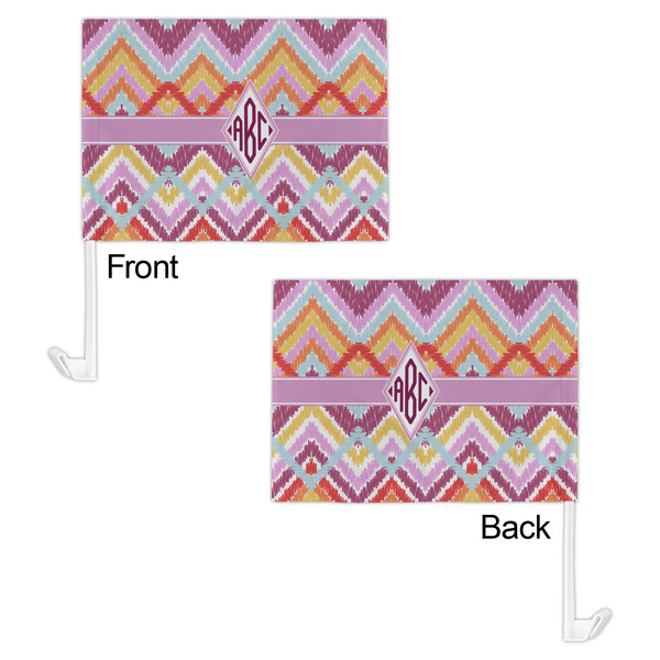 Ikat Chevron Car Flag - 11" x 8" - Front & Back View