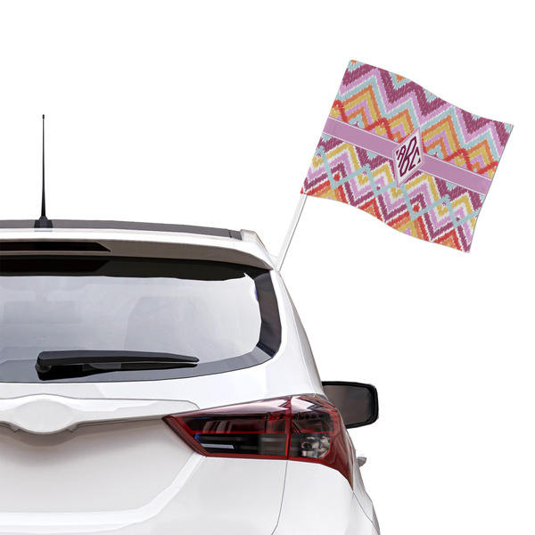 Ikat Chevron Car Flag - Large - LIFESTYLE