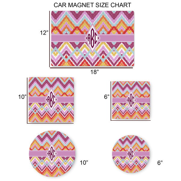 Ikat Chevron Car Magnets - SIZE CHART