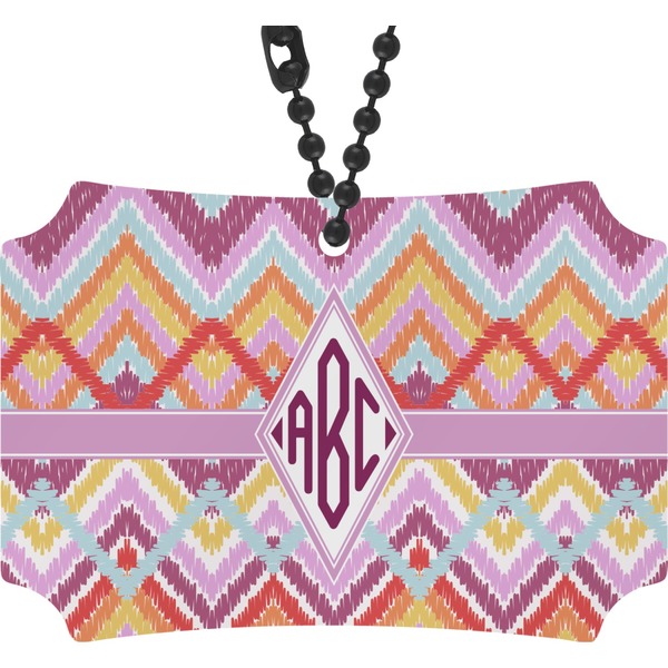 Custom Ikat Chevron Rear View Mirror Ornament (Personalized)