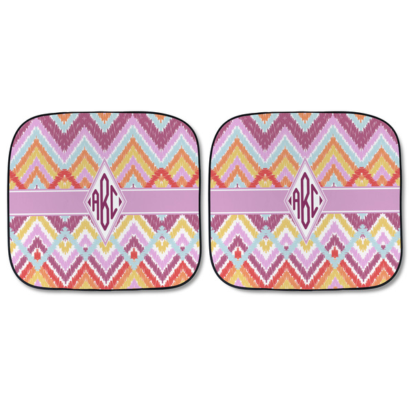 Ikat Chevron Car Sun Shades - FRONT
