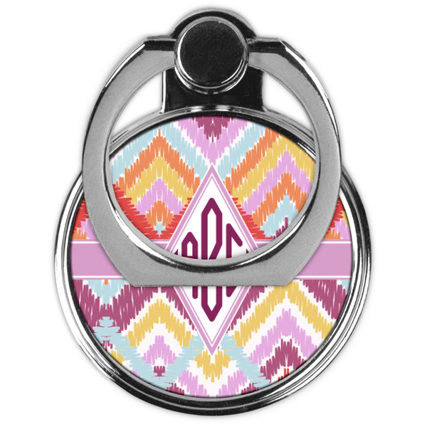 Ikat Chevron Cell Phone Ring Stand & Holder - Front (Collapsed)