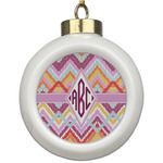 Ikat Chevron Ceramic Ball Ornament (Personalized)