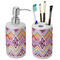 Ikat Chevron Ceramic Bathroom Accessories Set (Personalized)