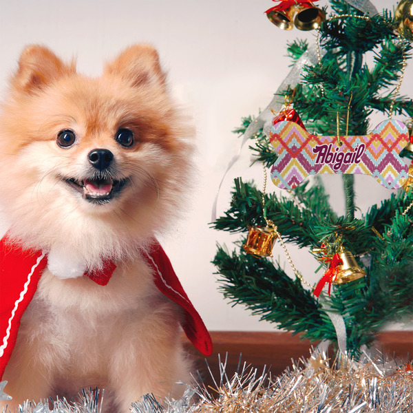 Ikat Chevron Ceramic Flat Ornament - Bone (LIFESTYLE)