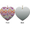 Ikat Chevron Ceramic Flat Ornament - Heart Front & Back (APPROVAL)
