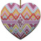 Ikat Chevron Ceramic Flat Ornament - Heart (Front)