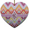 Ikat Chevron Heart Ceramic Ornament w/ Monogram